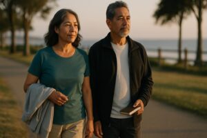 Middle-aged couple finding hope during the empty nest transition