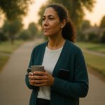 Working parent taking a calm morning pause while recovering from burnout